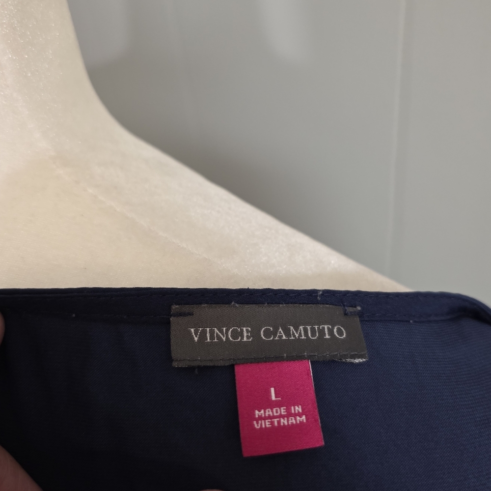 Vince Camuto Tie Front Blue Blouse Size L - Picture 9 of 10